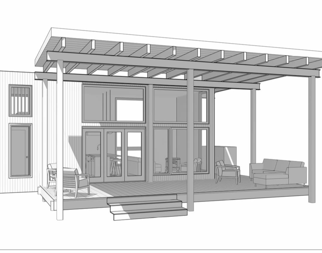 Montera Homes modular home — panoramic exterior with natural surroundings