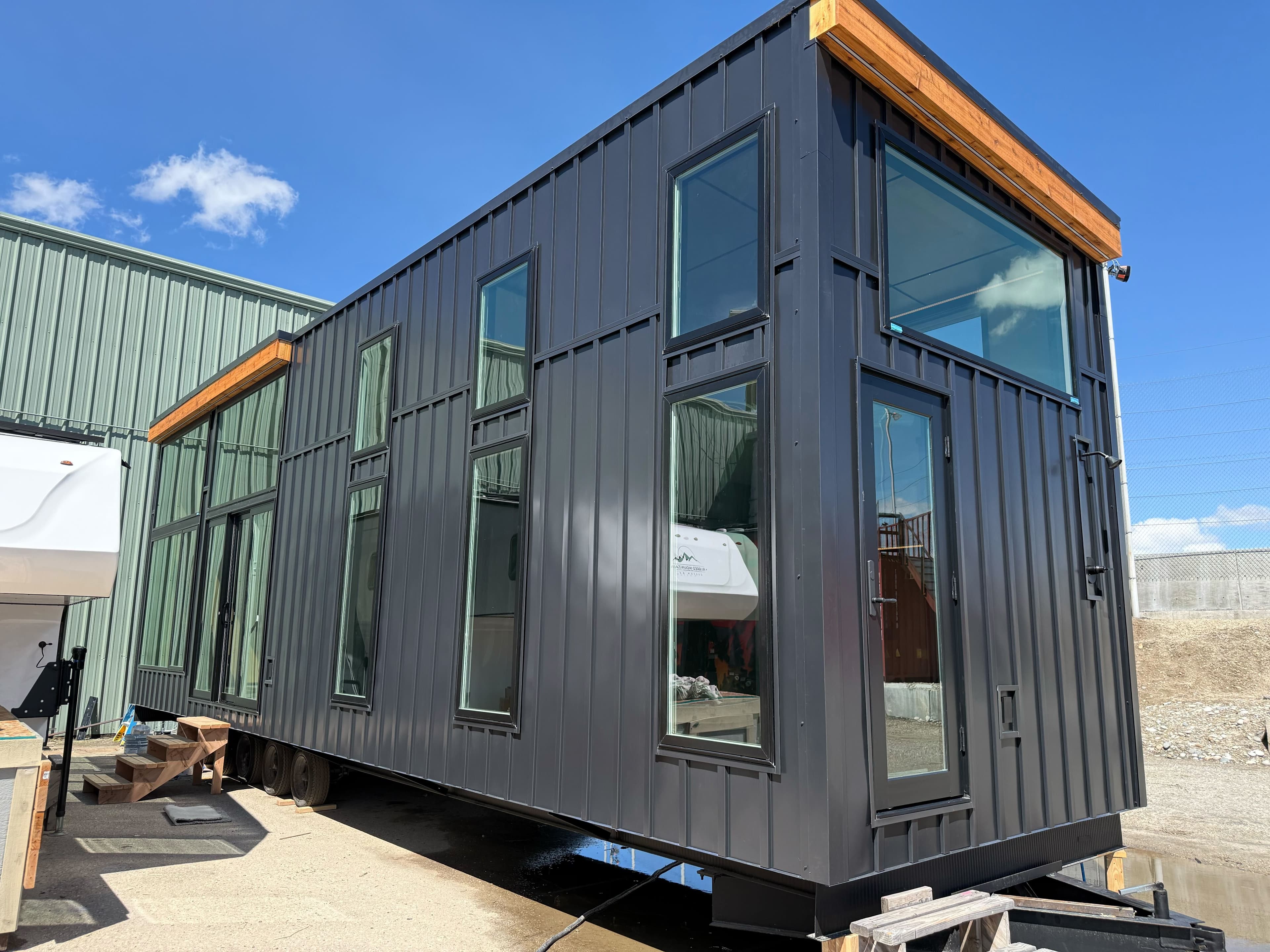 Montera modular home exterior — finished unit delivered to site on concrete pad